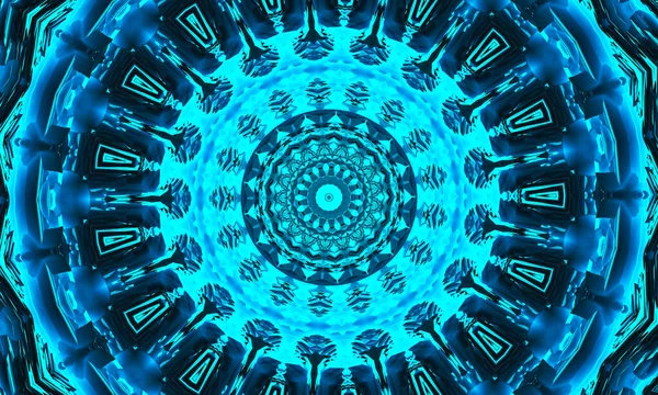 Синій Індиго Чорний Гіпнотичний Калейдоскоп Фон — стокове фото