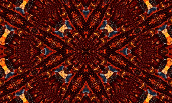 Imbirowy Kalejdoskop Świetna Tapeta Powtarzam Ginger Batik Czarny Kolor Geometryczny — Zdjęcie stockowe
