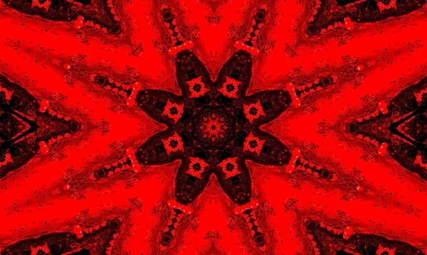 Red Glowing Floral Kaleidoscope Pattern Background — Stock Photo, Image