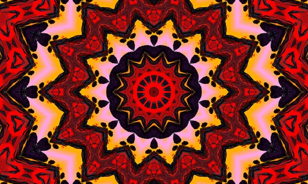 Czerwony Okrągły Blask Fali Kwiat Kalejdoskopu Abstrakcyjne Tło Dla Twojej — Zdjęcie stockowe