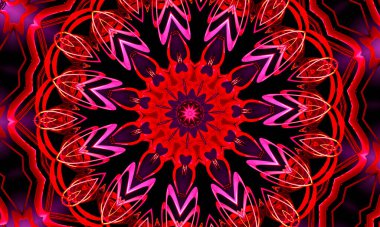 Siyah kaleydoskopik arkaplan üzerinde Fuchsia çiçeği, paketleme, yapıştırma kitabı, hediye paketi, kitapçıklar, albümler için desen.