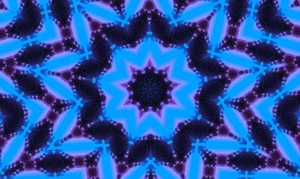 Neon Cyan Deep Blue Purple Shadow Kaleidoscope — Stock Photo, Image