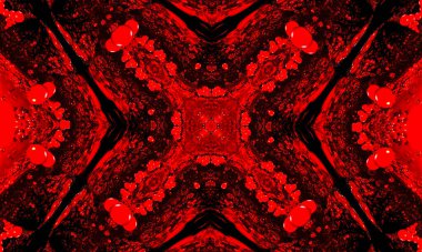 Siyah arka planda parlayan din haçı. kaleyidoscop deseni.