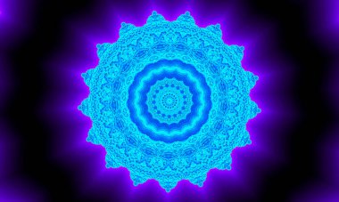 Uzayda yansıması ile Neon parlayan mavi yıldız.