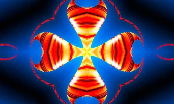 ブルーグラデーションレトロなテクスチャパターンにオレンジの光線星70 抽象的なユニークな万華鏡背景 美しい万華鏡シームレスパターン シームレス万華鏡の質感 — ストック写真