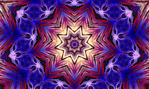 Purple magic kaleidoscope. The device of the universe, crescent moon and sun with a face on a black background. Magic kaleidoscope.