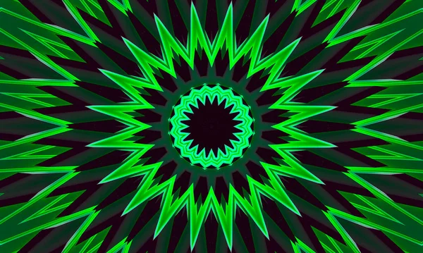 Green Glowing Floral Kaleidoscope Pattern Background — Stock Photo, Image