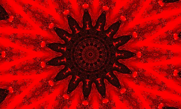 Een Rood Gloeiende Bloem Caleidoscoop Patroon Achtergrond — Stockfoto