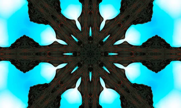 Groovy Ornate Trippy Simétrico Preto Branco Mandala Art — Fotografia de Stock