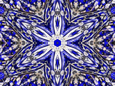 Rusya 'nın gzhel arka planında mavi çiçek deseni var..