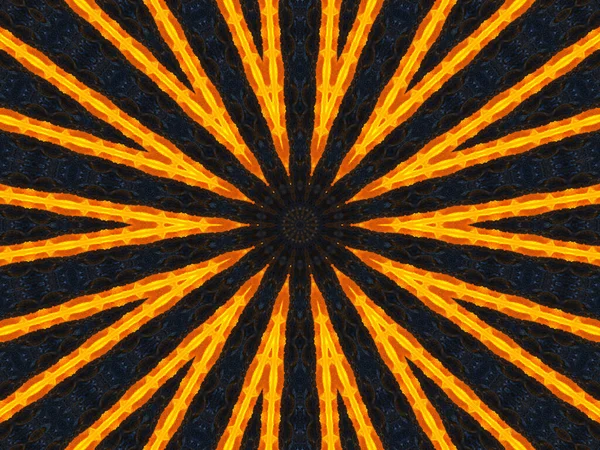 Pomarańczowe Promienie Gwiazd Czarnym Retro Teksturowanym Wzorze Abstrakcyjne Unikalne Tło — Zdjęcie stockowe