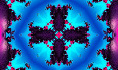 Çaprazlı, pürüzsüz cyan deseni. Mor kaleydoskop