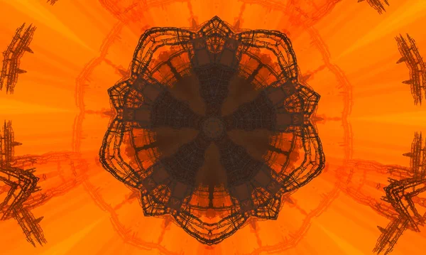 Drawing pattern on orange background Orange polygonal kaleidoscope pattern, which consist of triangles. Geometric background in Origami style with gradient. Design for your business