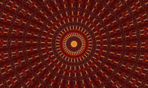 Zázvorový Groovy Kaleidoskop Abstraktní Bezešvý Vzor Kulatými Kaleidoskopickými Svítícími Prvky — Stock fotografie