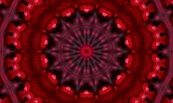 Red Mandala Concentric Flower Kaleidoscope Center Kaleidoscopic Design Pattern — Stock Photo, Image