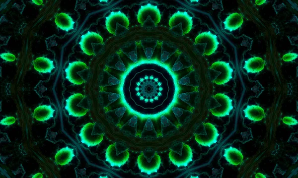 Streszczenie Zielony Geometryczny Bezszwowy Wzór Tła Abstrakcyjny Kalejdoskop Pasków Psychodeliczne — Zdjęcie stockowe