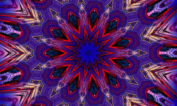 Fondo Caleidoscopio Estrella Púrpura Hermosa Textura Caleidoscópica Multicolor Diseño Único — Foto de Stock