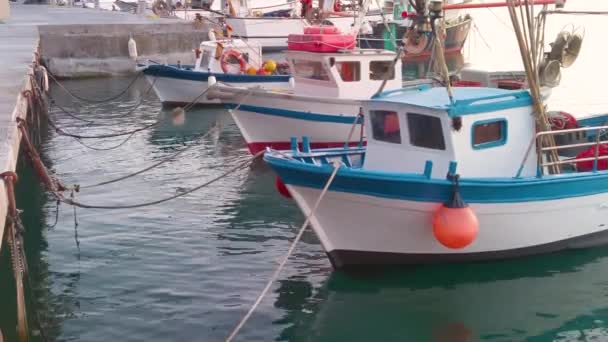 Ligurian boat moored in the port of Imperia Oneglia — Stock Video