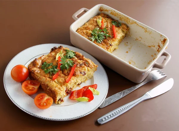 Cabbage,potato and mushroom as au gratin food — Stock Photo, Image