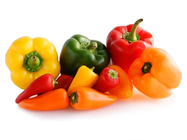 Various Multicolor Sweet Peppers Close — Stock Photo, Image