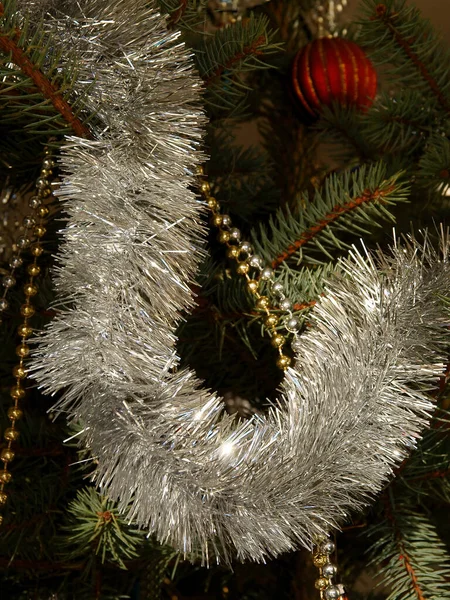 Jolies Boules Verre Multicolores Brillantes Comme Ornement Arbre Noël — Photo