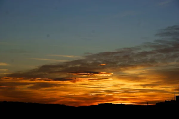 Glorioso Pôr Sol Como Fenômeno Pitoresco Noite — Fotografia de Stock