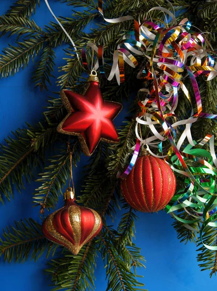 Diverses Boules Verre Brillant Comme Décoration Sur Arbre Noël — Photo