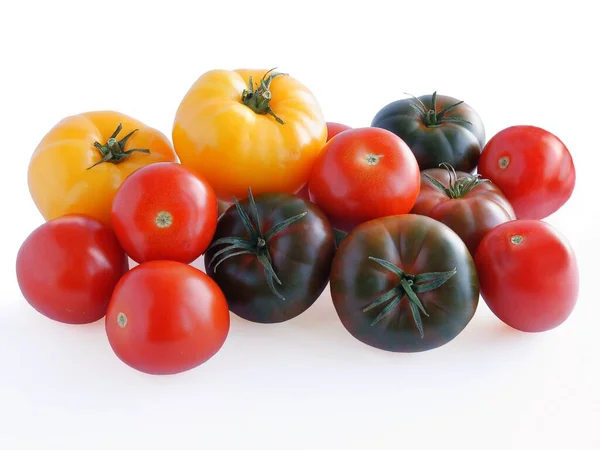 Vários Tomates Multicores Salada Saborosa — Fotografia de Stock