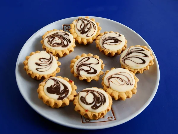 Savoureux Divers Gâteaux Multicolores Biscuits Comme Desserts Fermer — Photo