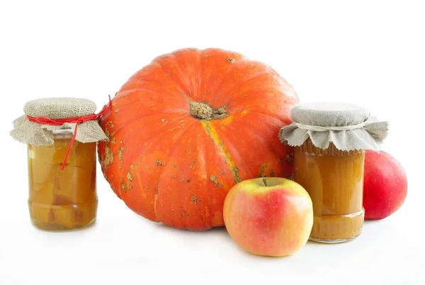 Zucca Mele Frutta Marmellate Fatte Casa Vicino — Foto Stock