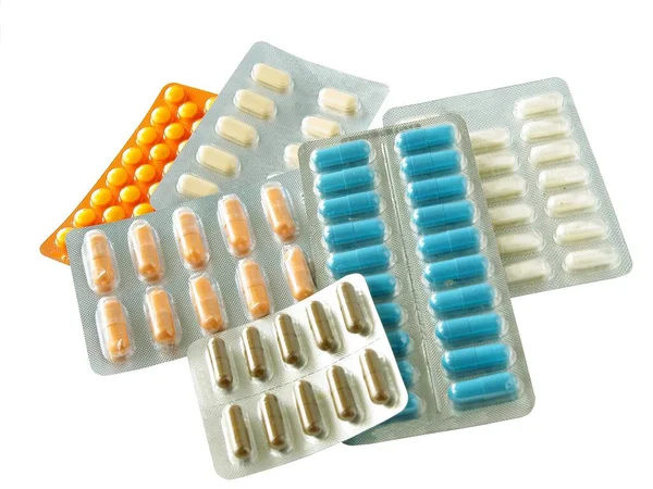 Wielobarwne Tabletki Kapsułki Jako Leki Dla Zdrowia — Zdjęcie stockowe