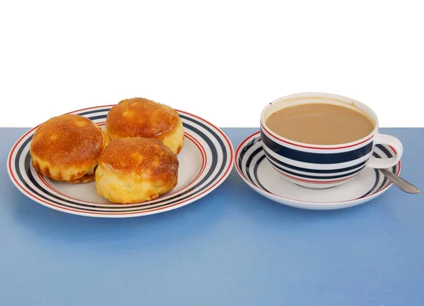 Bollos Dulces Con Mermelada Taza Café Para Desayuno — Foto de Stock