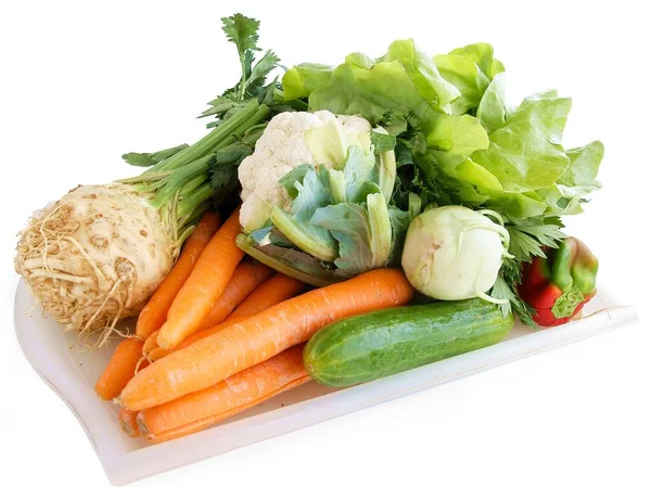 Varios Vegetales Multicolores Como Sabrosa Comida Vegetariana —  Fotos de Stock