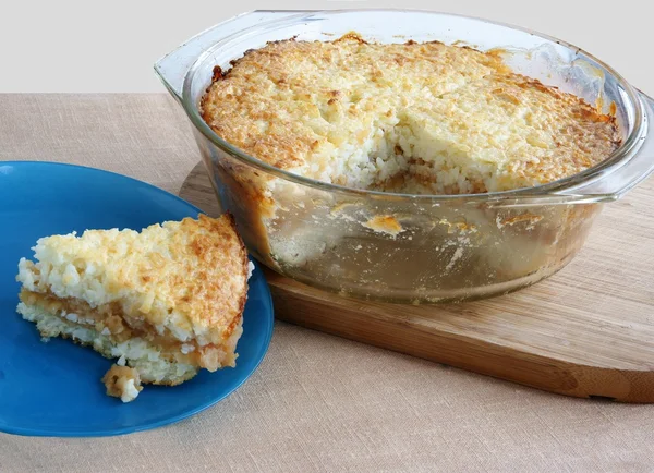 Rice ,apples and butter au grain as tasty,sweet dessert — Stock Photo, Image