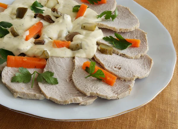 Slices of cookked pork meat — Stock Photo, Image