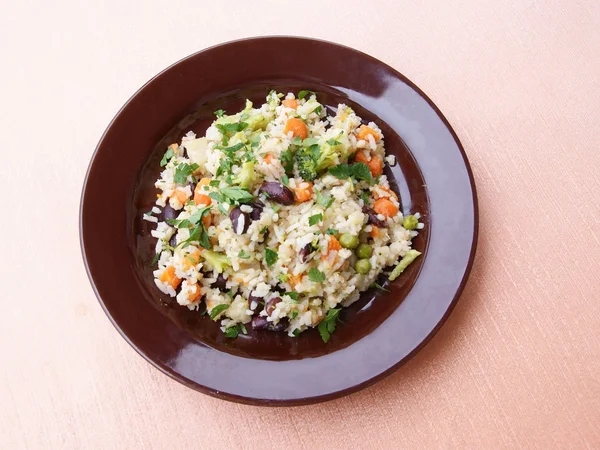 Rice with vegetables as vegetarial dinner meal — Stock fotografie