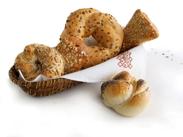 Various rolls with grains for breakfast — Stock Photo, Image