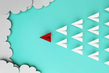 Lider liderlik kavramı kırmızı kağıt uçak