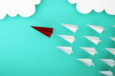 Lider liderlik kavramı kırmızı kağıt uçak