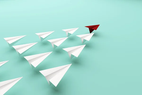 Lider liderlik kavramı kırmızı kağıt uçak