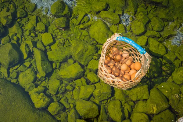 Варёное яйцо в горячем источнике, деловые поездки в Таиланд — стоковое фото