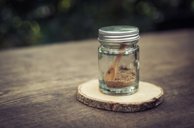 cam şişe içinde toz fasulye closeup