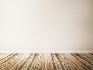 Empty room of white wall and wood floor