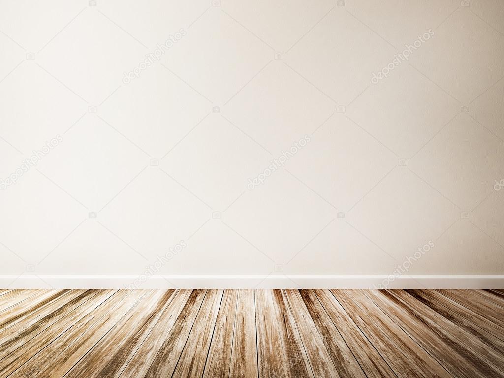 Empty room of white wall and wood floor