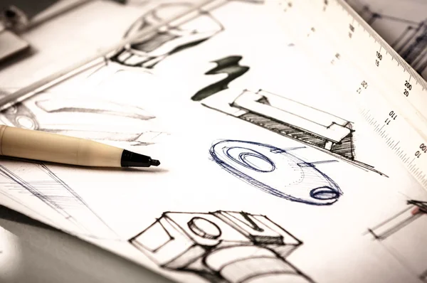Idea sketch of product design — Stock Photo, Image