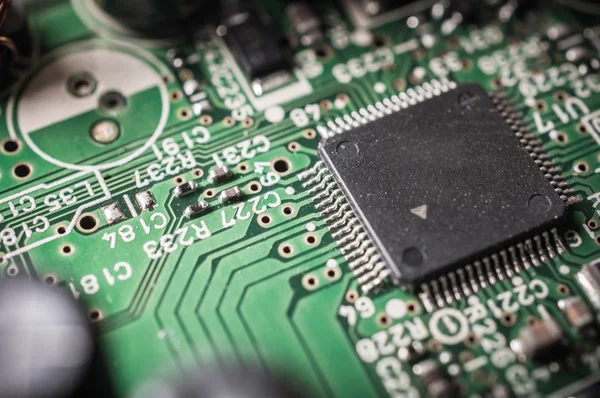 Closeup of chip on electronic board — Stock Photo, Image
