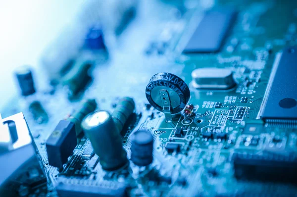 Closeup of capacity on electronic board — Stock Photo, Image