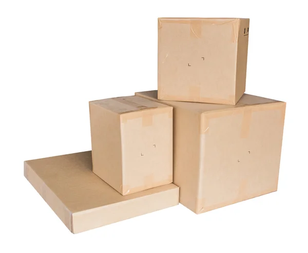 판지 상자 흰색 절연 — 스톡 사진