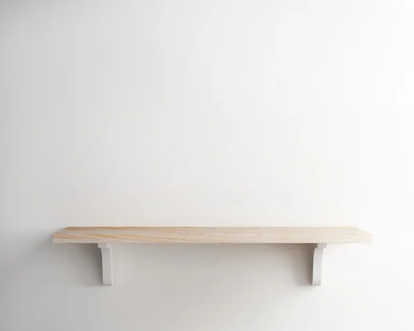 Wood shelf on white wall background — Stock Photo, Image