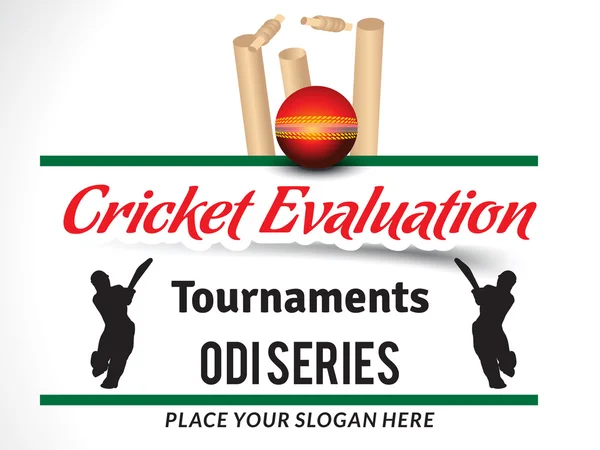 Bannière de tournoi d'évaluation de cricket — Image vectorielle